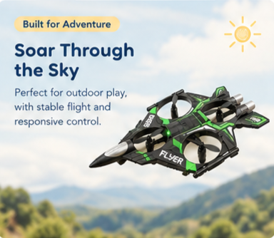 Remote Control Star Fighter Plane with Bright LED Lights Wireless Controller Stable Flying RC Toy for Kids