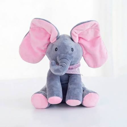 Baby Pink Peek-a-Boo Musical Elephant Plush Toy